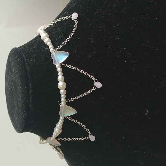 Pink Heart and Pearl Choker - Picture 1 of 4